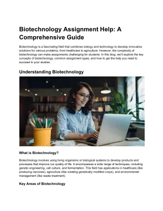 biotechnology assignment help a comprehensive