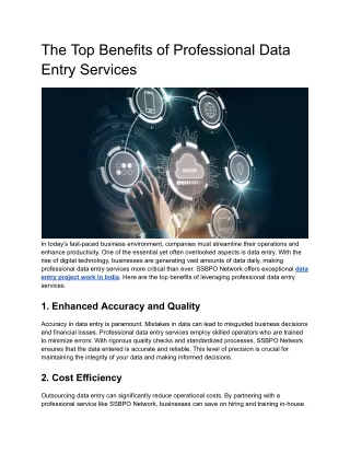 The Top Benefits of Professional Data Entry Services