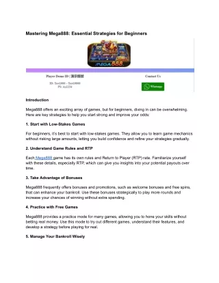 Mastering Mega888_ Essential Strategies for Beginners