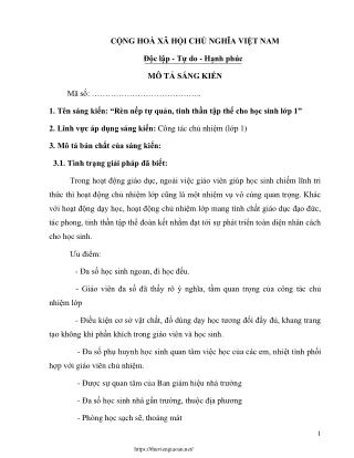 Rèn nếp tự quản, tinh thần tập thể cho học sinh Lớp 1