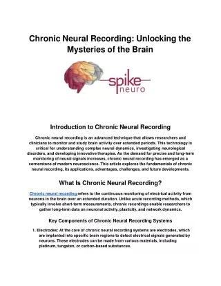 Chronic Neural Recording_ Unlocking the Mysteries of the Brain