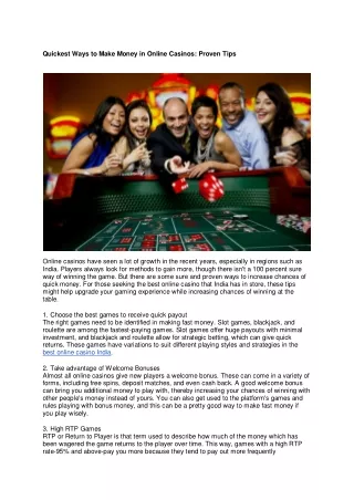 quickest ways to make money in online casinos