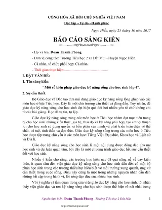 Một số biện pháp giáo dục kỹ năng sống cho học sinh Lớp 4