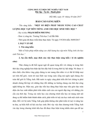 Một số biện pháp nhằm nâng cao chất lượng học tập môn Tiếng Anh cho HS Tiểu học
