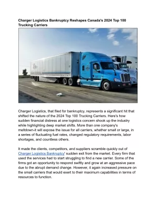 Charger Logistics Bankruptcy Reshapes Canada's 2024 Top 100 Trucking Carriers