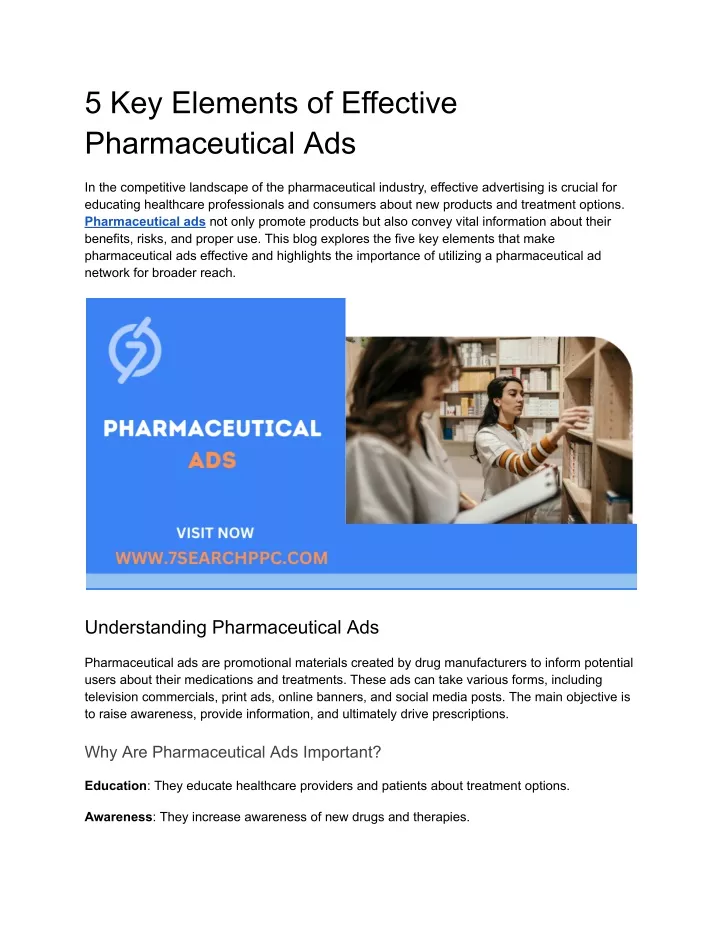 5 key elements of effective pharmaceutical ads