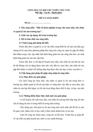 Một số kinh nghiệm trong việc mua sắm, sữa chữa và quản lý tài sản trường học