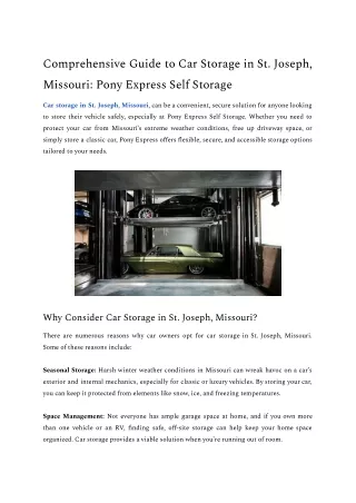 Comprehensive Guide to Car Storage in St. Joseph, Missouri_ Pony Express Self Storage