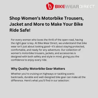 Women’s Motorbike Gear for a Safe & Stylish Ride | Bike Wear Direct