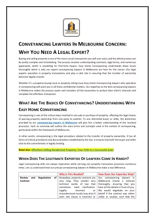 Conveyancing Lawyers In Melbourne - Easy Home Conveyancing