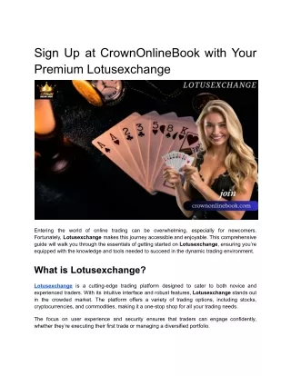 sign up at crownonlinebook with your premium