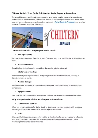 Chiltern Aerials Your Go-To Solution for Aerial Repair in Amersham