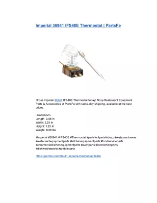 Imperial 36941 IFS40E Thermostat _ PartsFe
