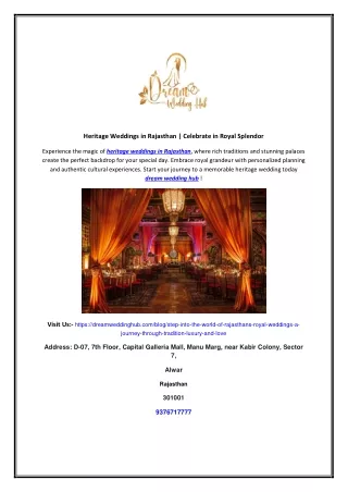 Heritage Weddings in Rajasthan | Celebrate in Royal Splendor