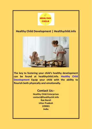 Healthy Child Development | Healthychild.info