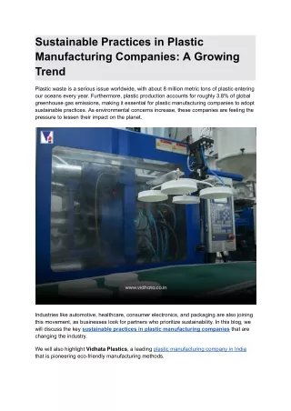 Sustainable Practices in Plastic Manufacturing Companies_ A Growing Trend