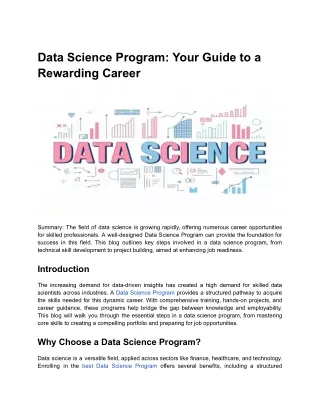 Data Science Program - Your Guide to a Rewarding Career