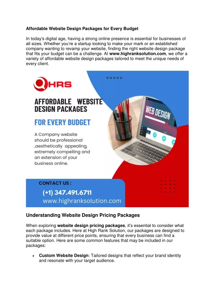 affordable website design packages for every