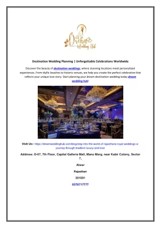 Destination Wedding Planning | Unforgettable Celebrations Worldwide