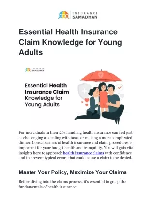 Essential Health Insurance Claim Knowledge for Young Adults