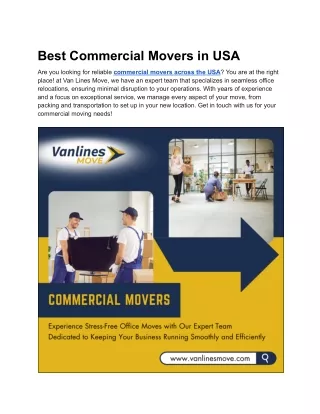 Best Commercial Movers in USA