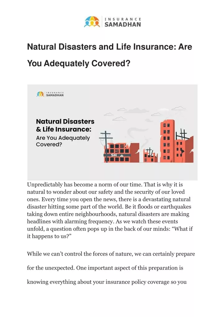 natural disasters and life insurance