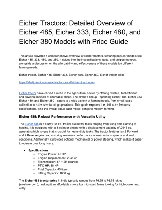 eicher tractors detailed overview of eicher