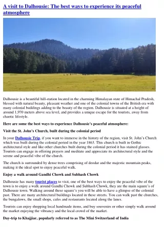 a visit to dalhousie the best ways to experience