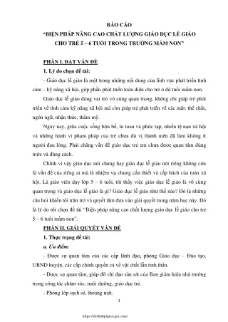 Biện pháp nâng cao chất lượng giáo dục lễ giáo cho trẻ 5-6 tuổi mầm non