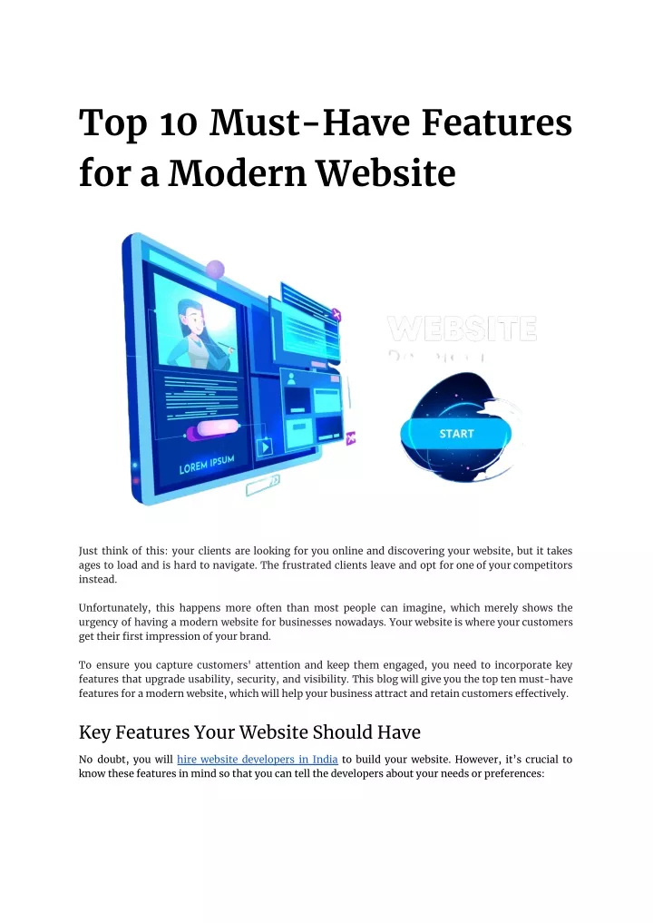 top 10 must have features for a modern website