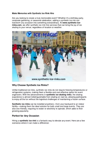 Make Memories with Synthetic Ice Rink Hire