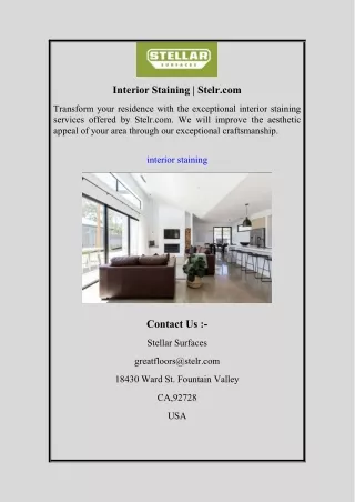 Interior Staining | Stelr.com