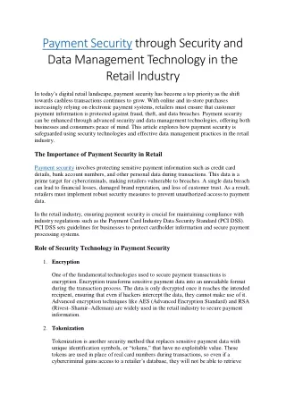 payment security through security and data