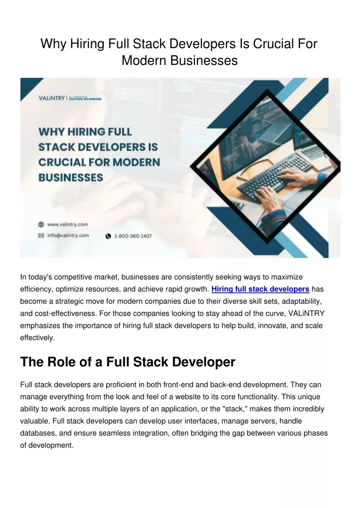 why hiring full stack developers is crucial