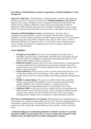 press release jclicksolutions launches