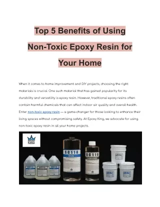 Top 5 Benefits of Using Non-Toxic Epoxy Resin for Your Home