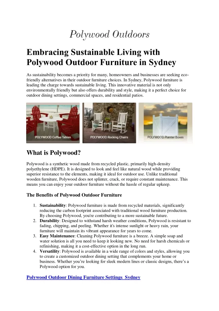 embracing sustainable living with polywood