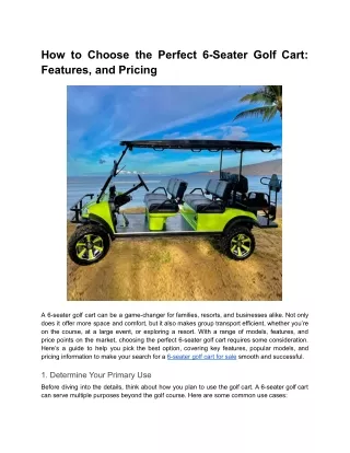 6-Seater Golf Cart Solutions – Comfort & Capacity