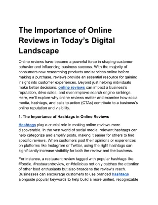 the importance of online reviews in today