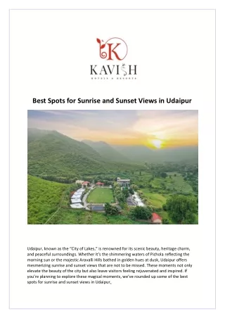 Best Spots for Sunrise and Sunset Views in Udaipur