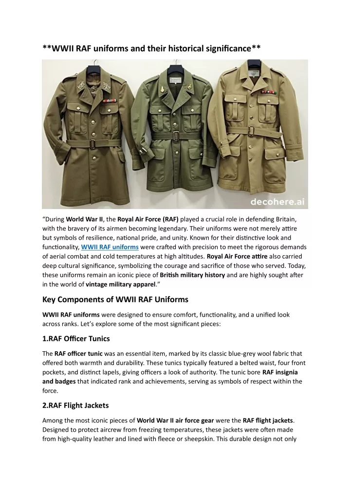 wwii raf uniforms and their historical