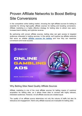 Proven Affiliate Networks to Boost Betting Site Conversions