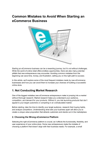 Common Mistakes to Avoid When Starting an eCommerce Business