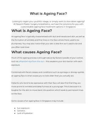 what is ageing face