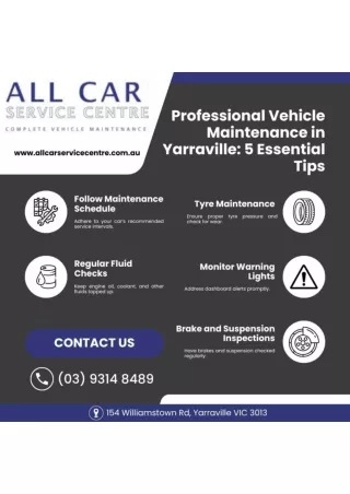 Professional Vehicle Maintenance in Yarraville: Essential Tips