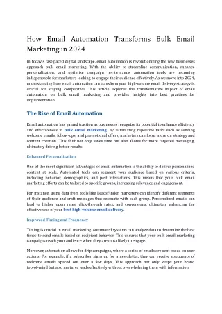 How Email Automation Transforms Bulk Email Marketing in 2024