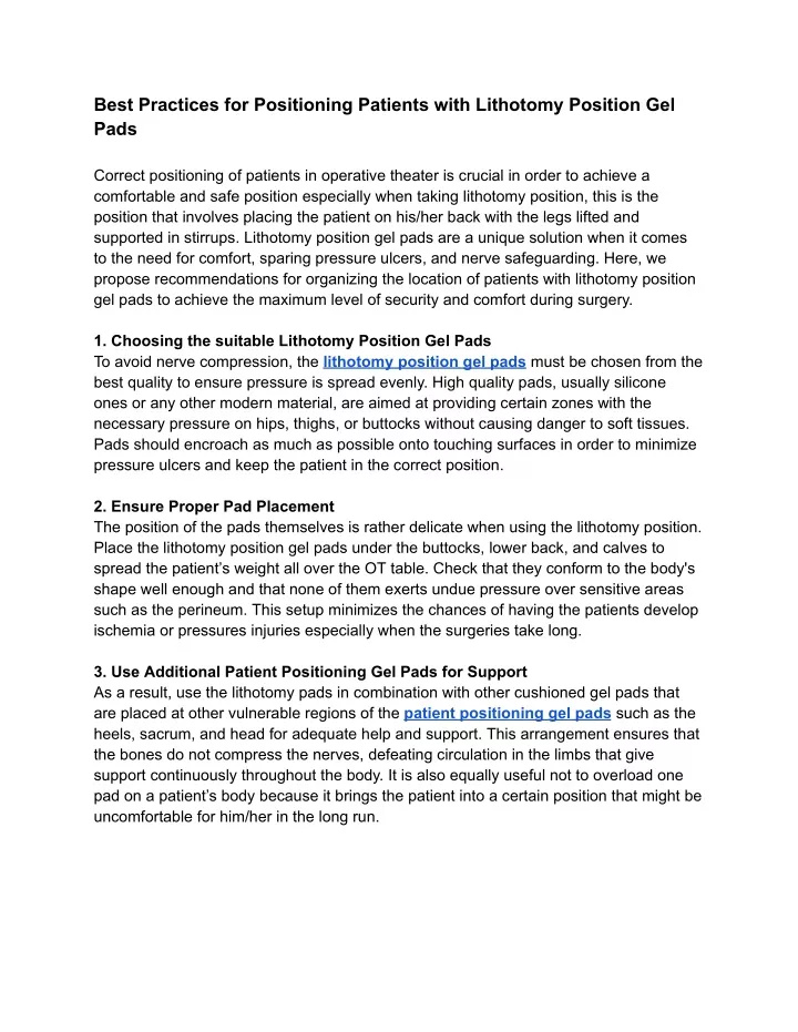 best practices for positioning patients with