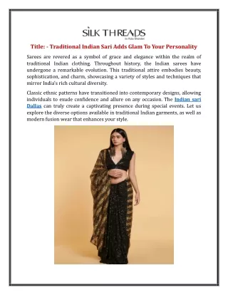 Traditional Indian Sari Adds Glam To Your Personality