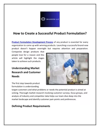 How to Create a Successful Product Formulation