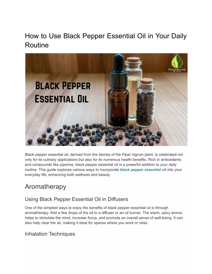 how to use black pepper essential oil in your